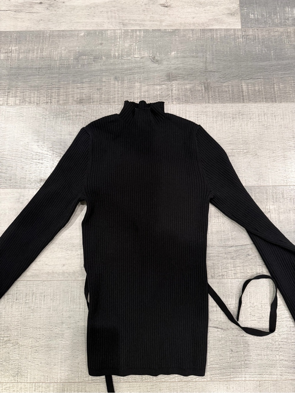 Aritzia Babaton Black Ribbed Mock Neck Sweater